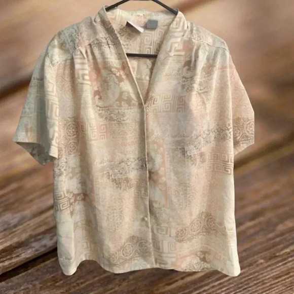 Tan Jay Vintage Button-Up Blouse Size 14P - Picture 1 of 7